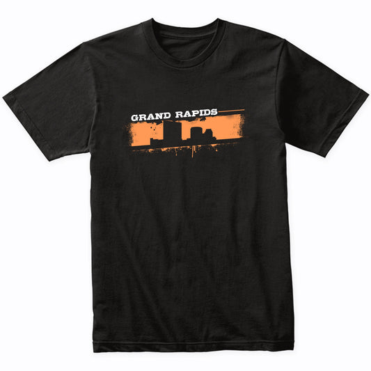 Grand Rapids Michigan Skyline Retro Grafitti Style T-Shirt