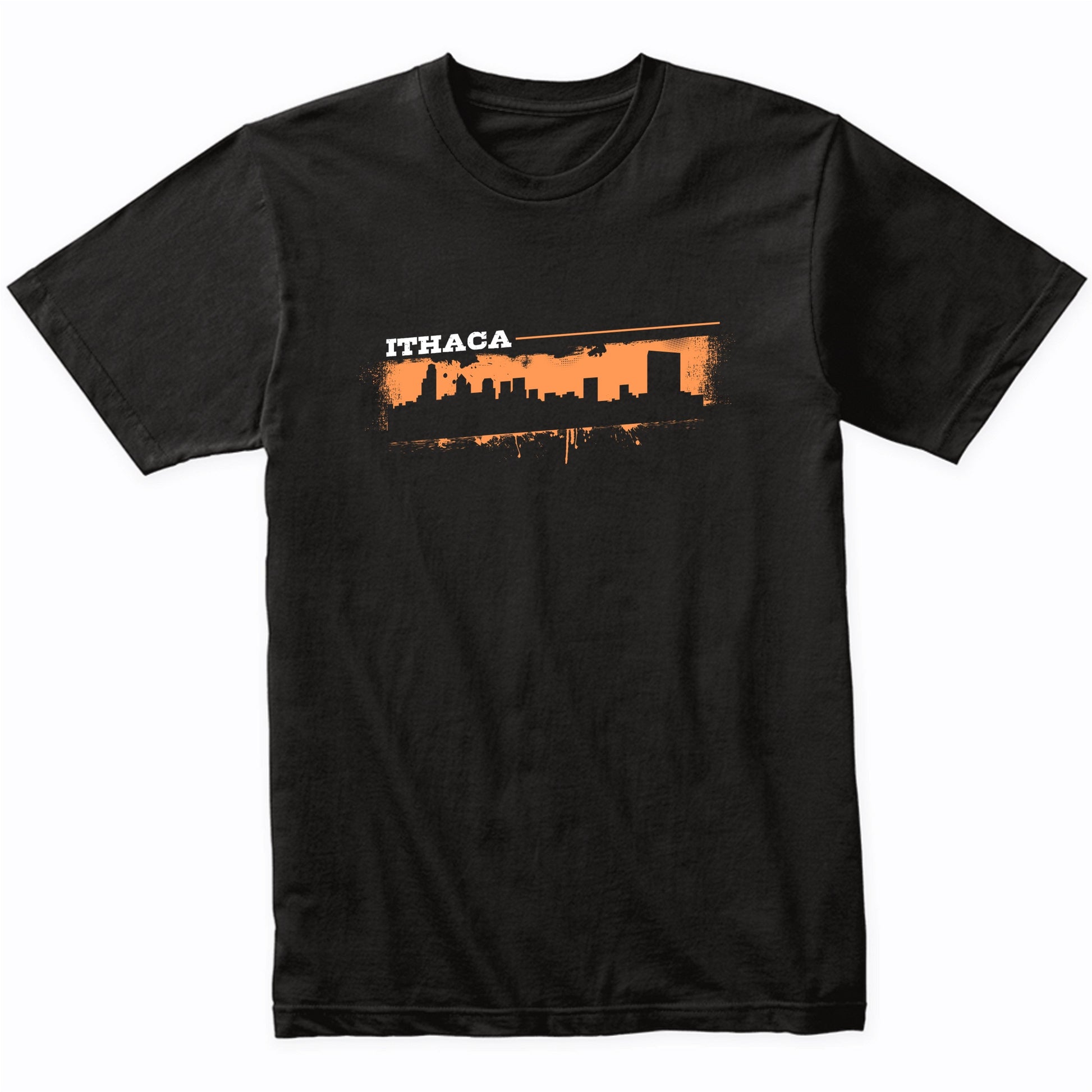 Ithaca New York Skyline Retro Grafitti Style T-Shirt