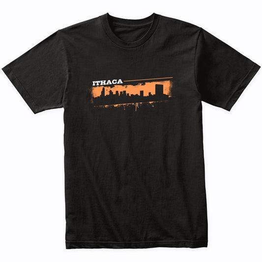 Ithaca New York Skyline Retro Grafitti Style T-Shirt