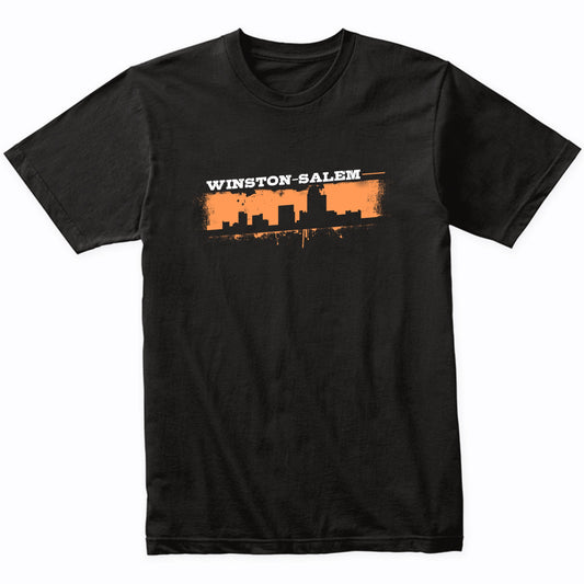 Winston-Salem North Carolina Skyline Retro Grafitti Style T-Shirt