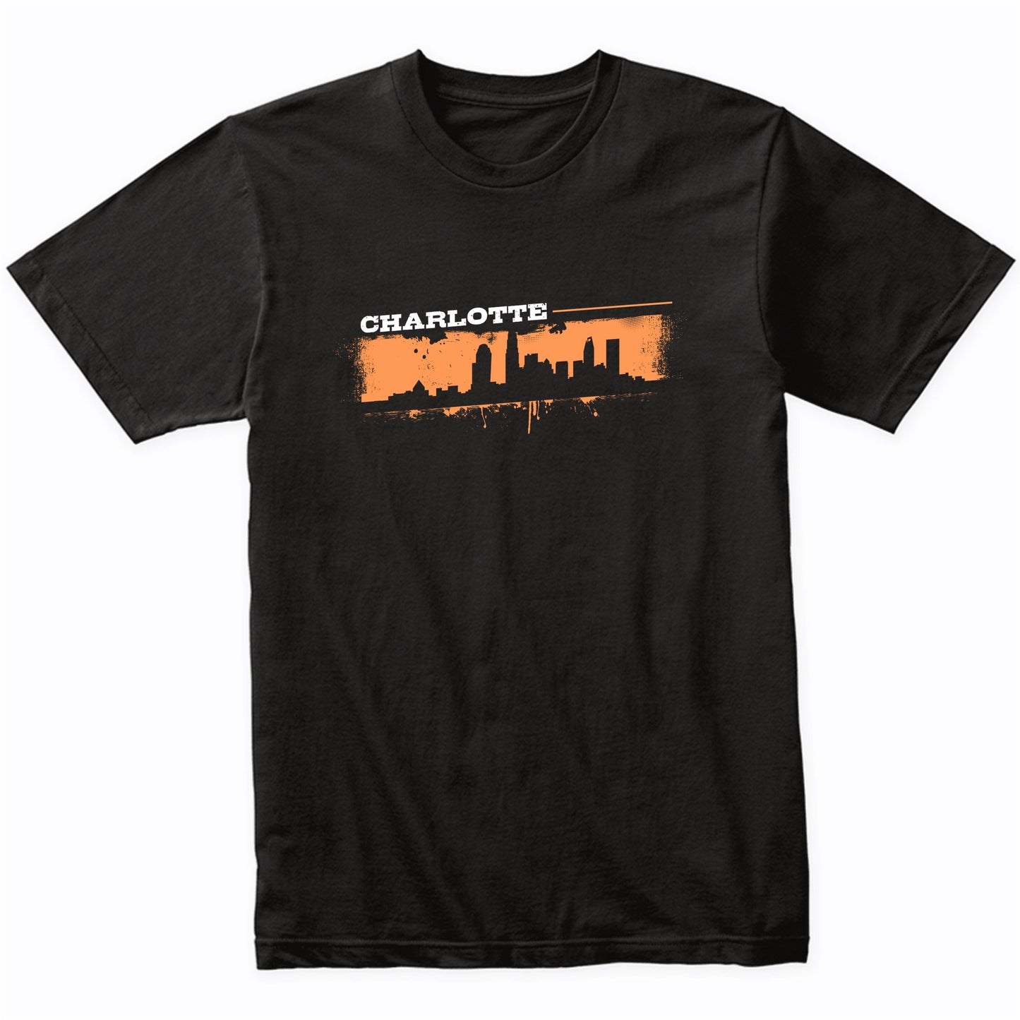 Charlotte North Carolina Skyline Retro Grafitti Style T-Shirt