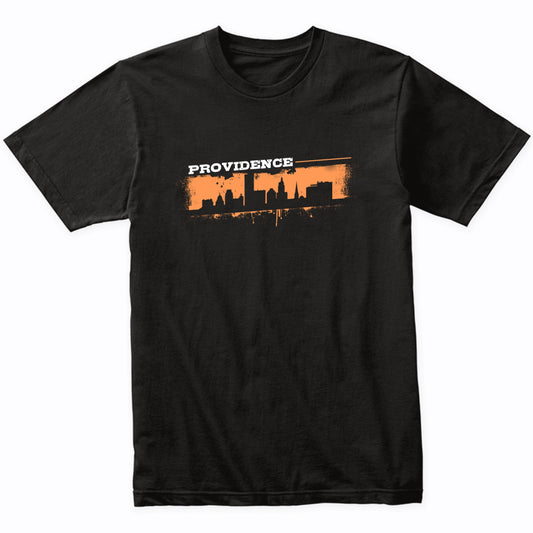 Providence Rhode Island Skyline Retro Grafitti Style T-Shirt
