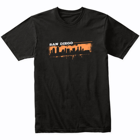 San Diego California Skyline Retro Grafitti Style T-Shirt