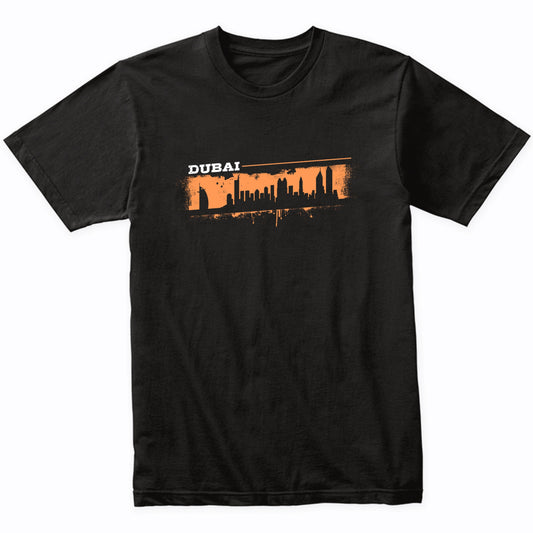 Dubai United Arab Emirates Skyline Retro Grafitti Style T-Shirt