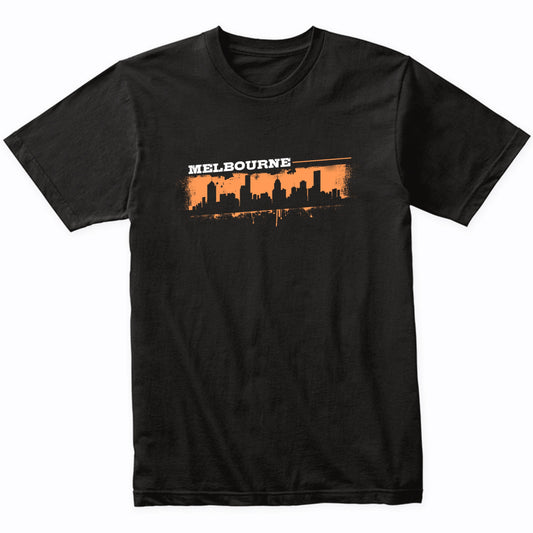 Melbourne Australia Skyline Retro Grafitti Style T-Shirt
