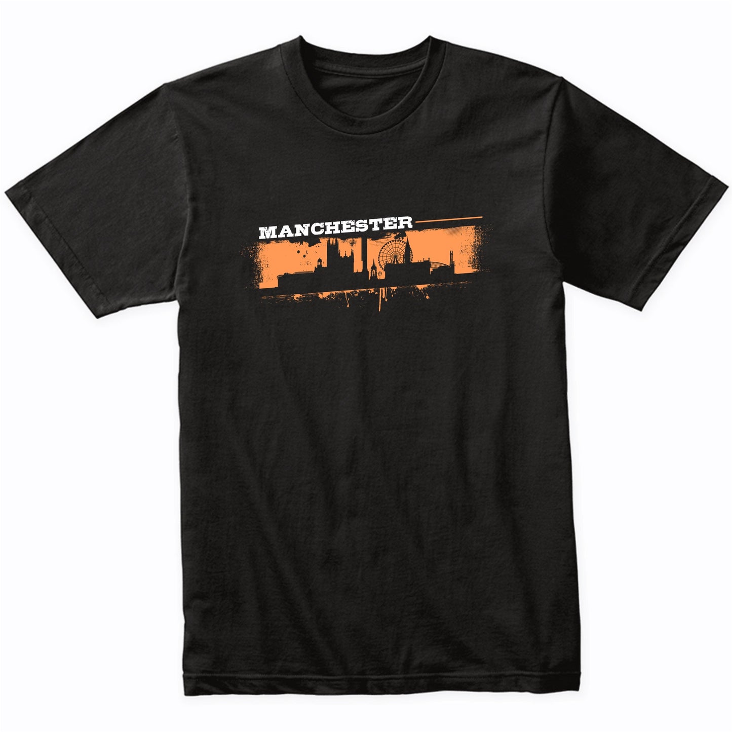 Manchester England Skyline Retro Grafitti Style T-Shirt