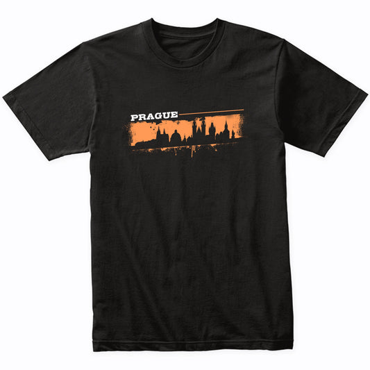 Prague Czech Republic Skyline Retro Grafitti Style T-Shirt