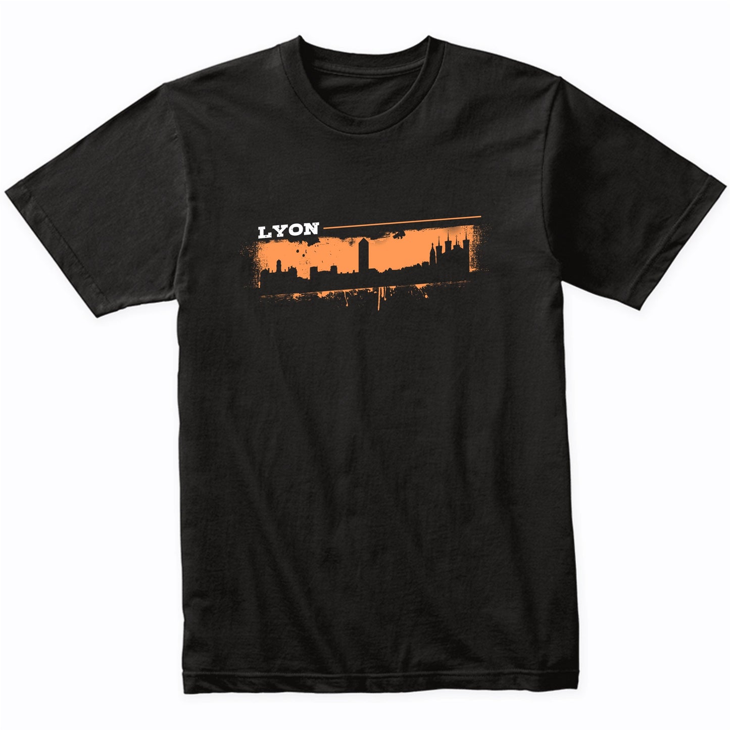 Lyon France Skyline Retro Grafitti Style T-Shirt