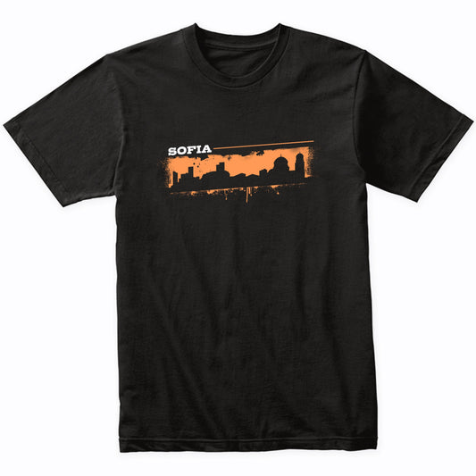 Sofia Bulgaria Skyline Retro Grafitti Style T-Shirt