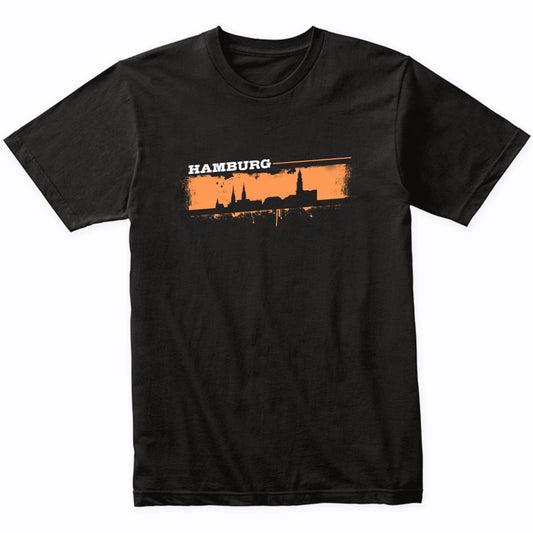 Hamburg Germany Skyline Retro Grafitti Style T-Shirt