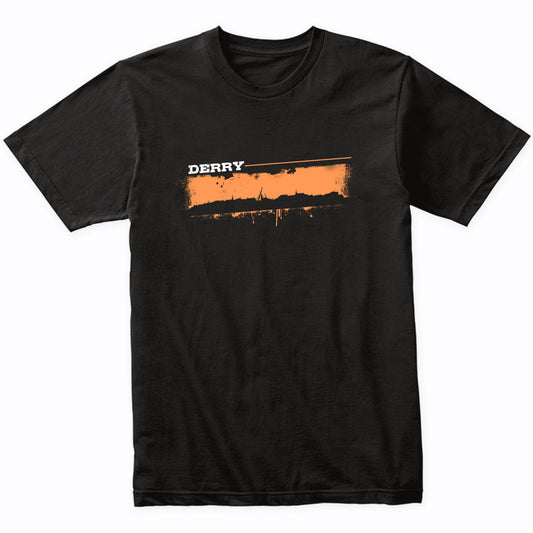 Derry Northern Ireland Skyline Retro Grafitti Style T-Shirt