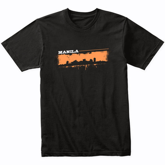 Manila Philippines Skyline Retro Grafitti Style T-Shirt