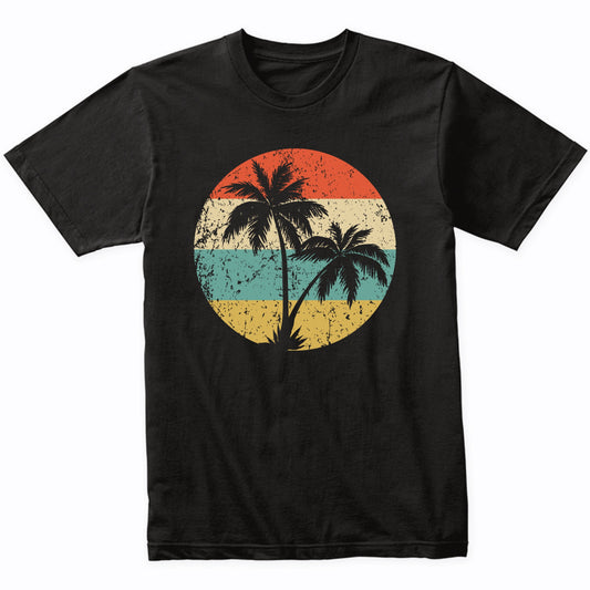 Tropical Beach Vacation Retro Palm Trees Icon T-Shirt
