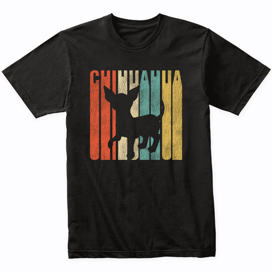 Retro 1970's Style Chihuahua Dog Silhouette Cracked Distressed T-Shirt