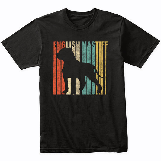 Retro 1970's Style English Mastiff Dog Silhouette Cracked Distressed T-Shirt
