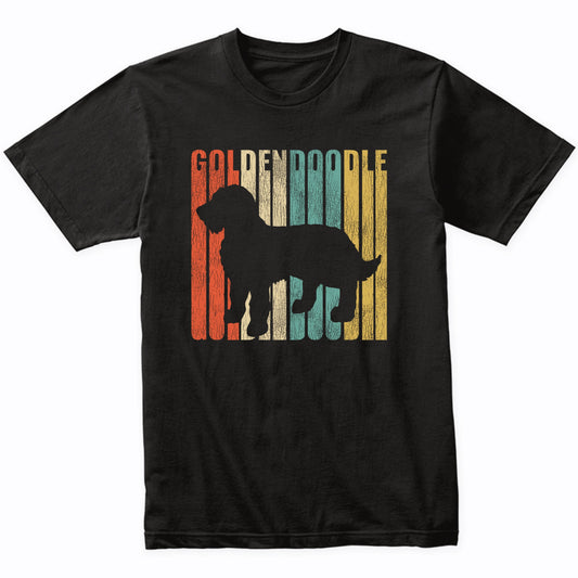 Retro 1970's Style Goldendoodle Dog Silhouette Cracked Distressed T-Shirt