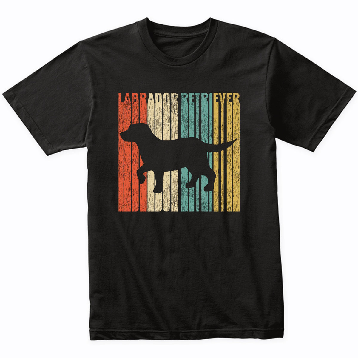 Retro 1970's Style Labrador Retriever Dog Silhouette Lab Cracked Distressed T-Shirt