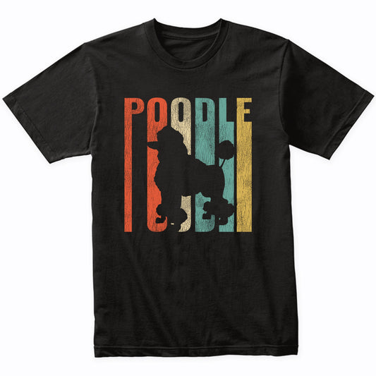 Retro 1970's Style Poodle Dog Silhouette Cracked Distressed T-Shirt