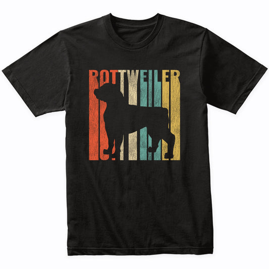 Retro 1970's Style Rottweiler Dog Silhouette Cracked Distressed T-Shirt
