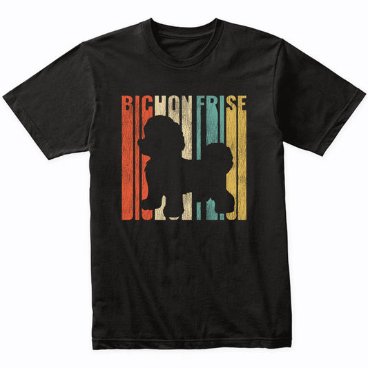 Retro 1970's Style Bichon Frise Dog Silhouette Cracked Distressed T-Shirt