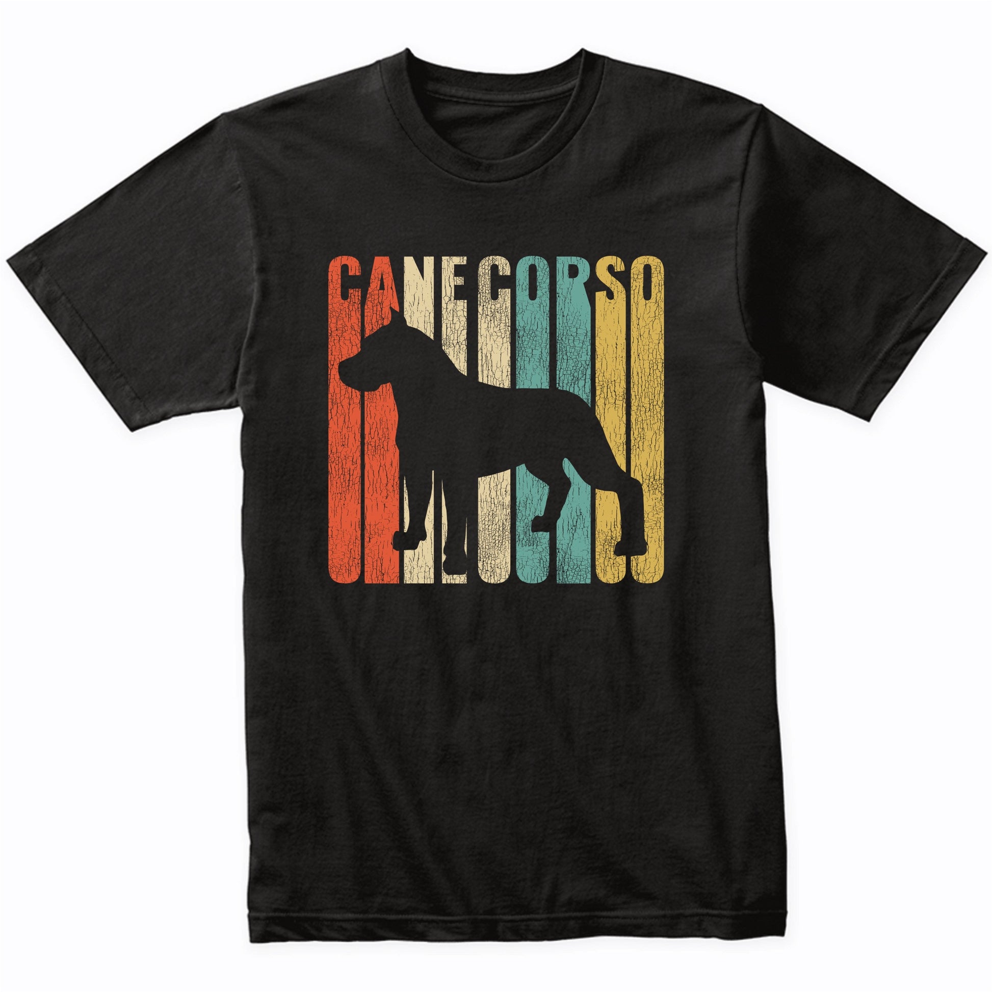 Retro 1970's Style Cane Corso Dog Silhouette Cracked Distressed T-Shirt