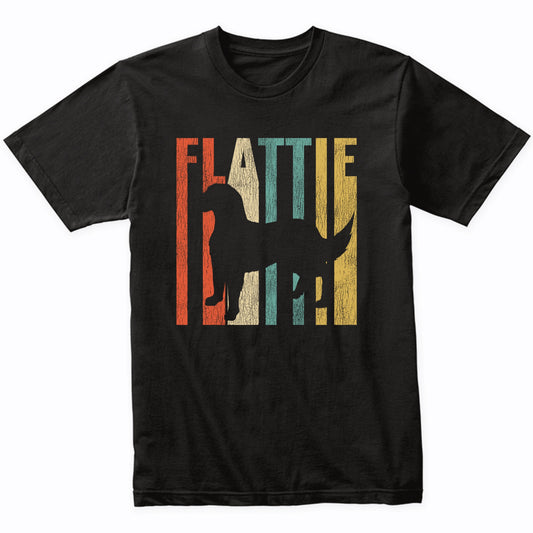 Retro 1970's Style Flattie Dog Silhouette Flat-Coated Retriever Cracked Distressed T-Shirt