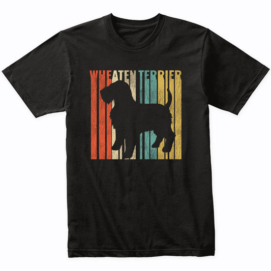 Retro 1970's Style Wheaten Terrier Dog Silhouette Cracked Distressed T-Shirt