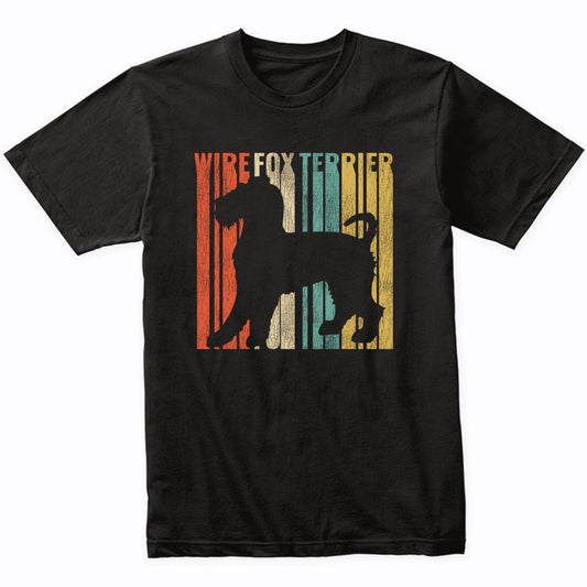 Retro 1970's Style Wire Fox Terrier Dog Silhouette Cracked Distressed T-Shirt