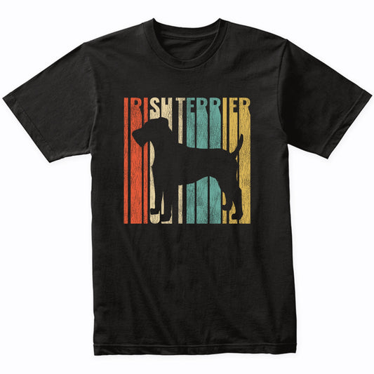 Retro 1970's Style Irish Terrier Dog Silhouette Cracked Distressed T-Shirt