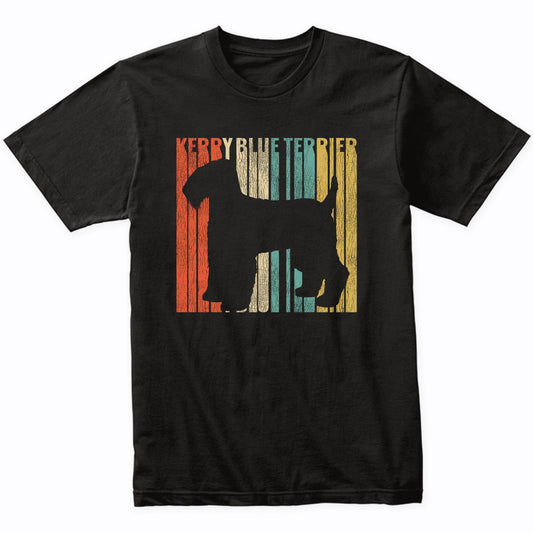 Retro 1970's Style Kerry Blue Terrier Dog Silhouette Cracked Distressed T-Shirt