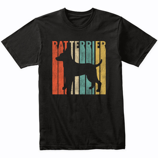 Retro 1970's Style Rat Terrier Dog Silhouette Cracked Distressed T-Shirt