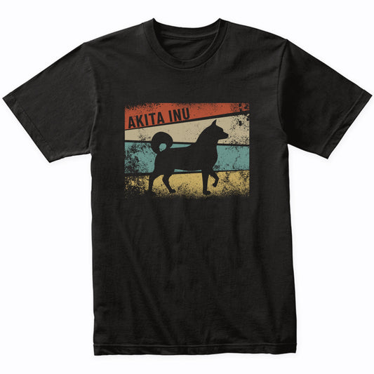 Retro Akita Inu Dog Breed Silhouette Akita T-Shirt