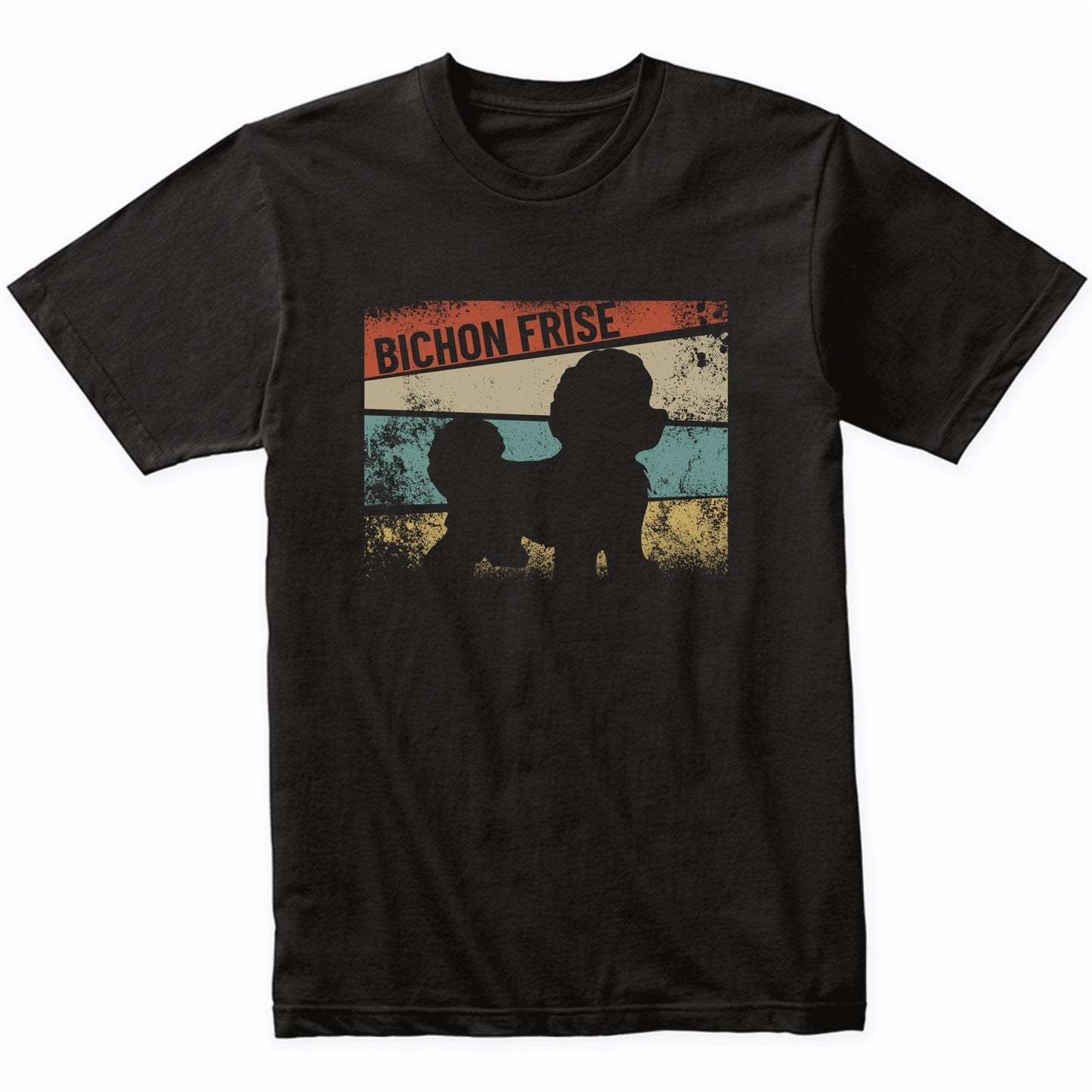 Retro Bichon Frise Dog Breed Silhouette Bichon Frise T-Shirt