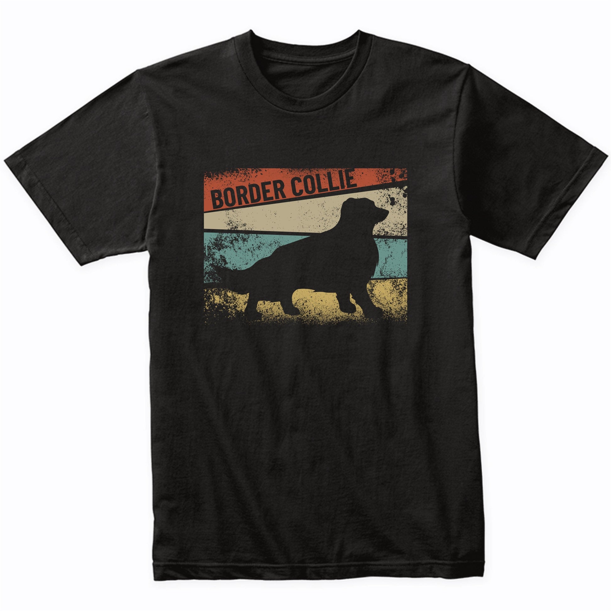 Retro Border Collie Dog Breed Silhouette Border Collie T-Shirt