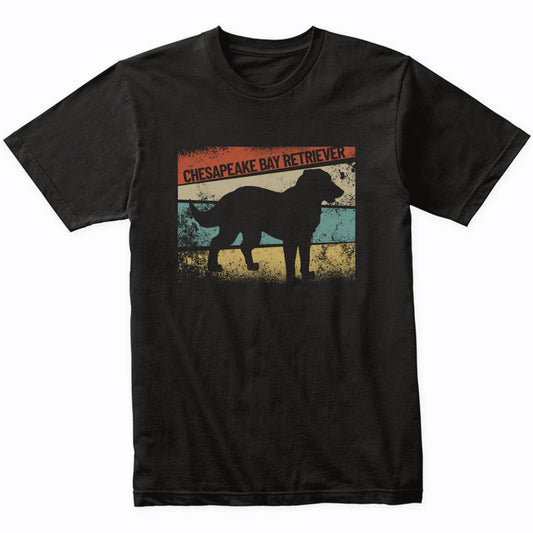 Retro Chesapeake Bay Retriever Dog Breed Silhouette Chessie T-Shirt