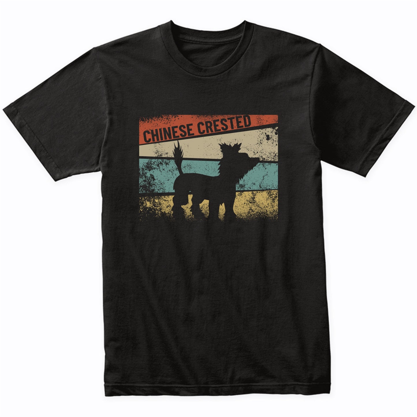 Retro Chinese Crested Dog Breed Silhouette Chinese Crested T-Shirt