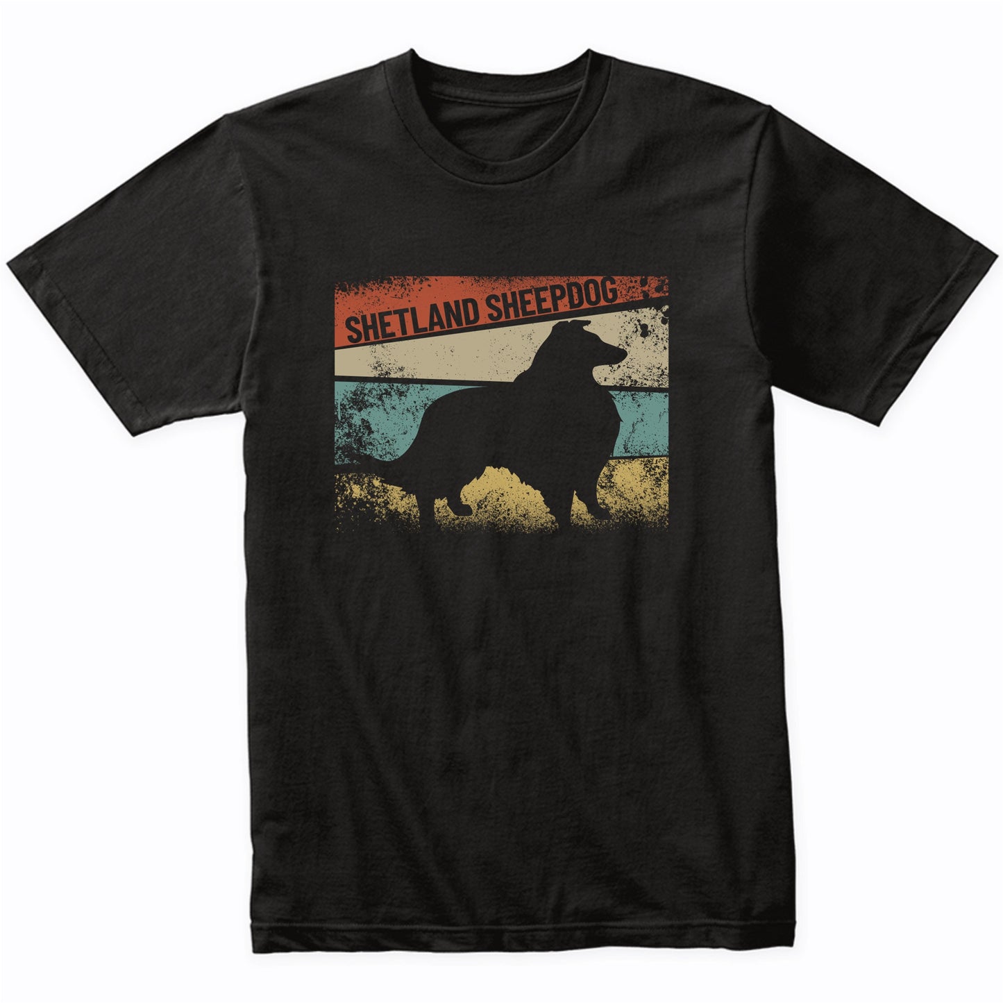 Retro Shetland Sheepdog Dog Breed Silhouette Sheltie T-Shirt