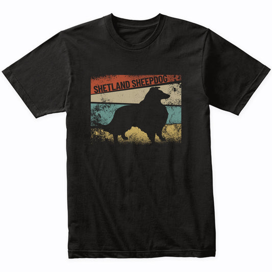 Retro Shetland Sheepdog Dog Breed Silhouette Sheltie T-Shirt