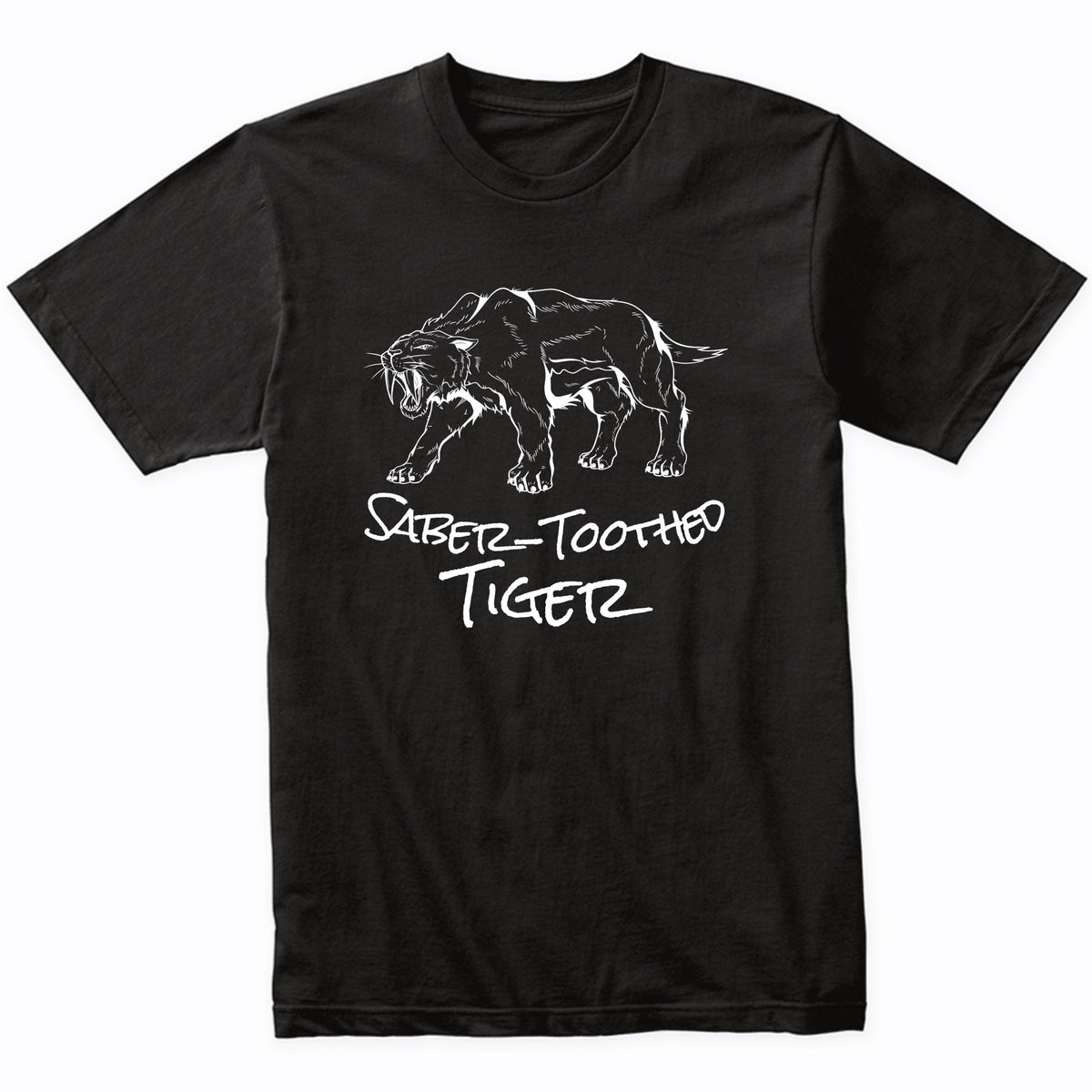 Saber-Toothed Tiger Sketch Cool Prehistoric Animal Smilodon T-Shirt