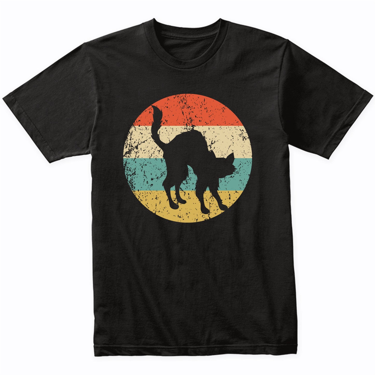 Retro Spooky Scary Halloween Cat Silhouette Creepy T-Shirt