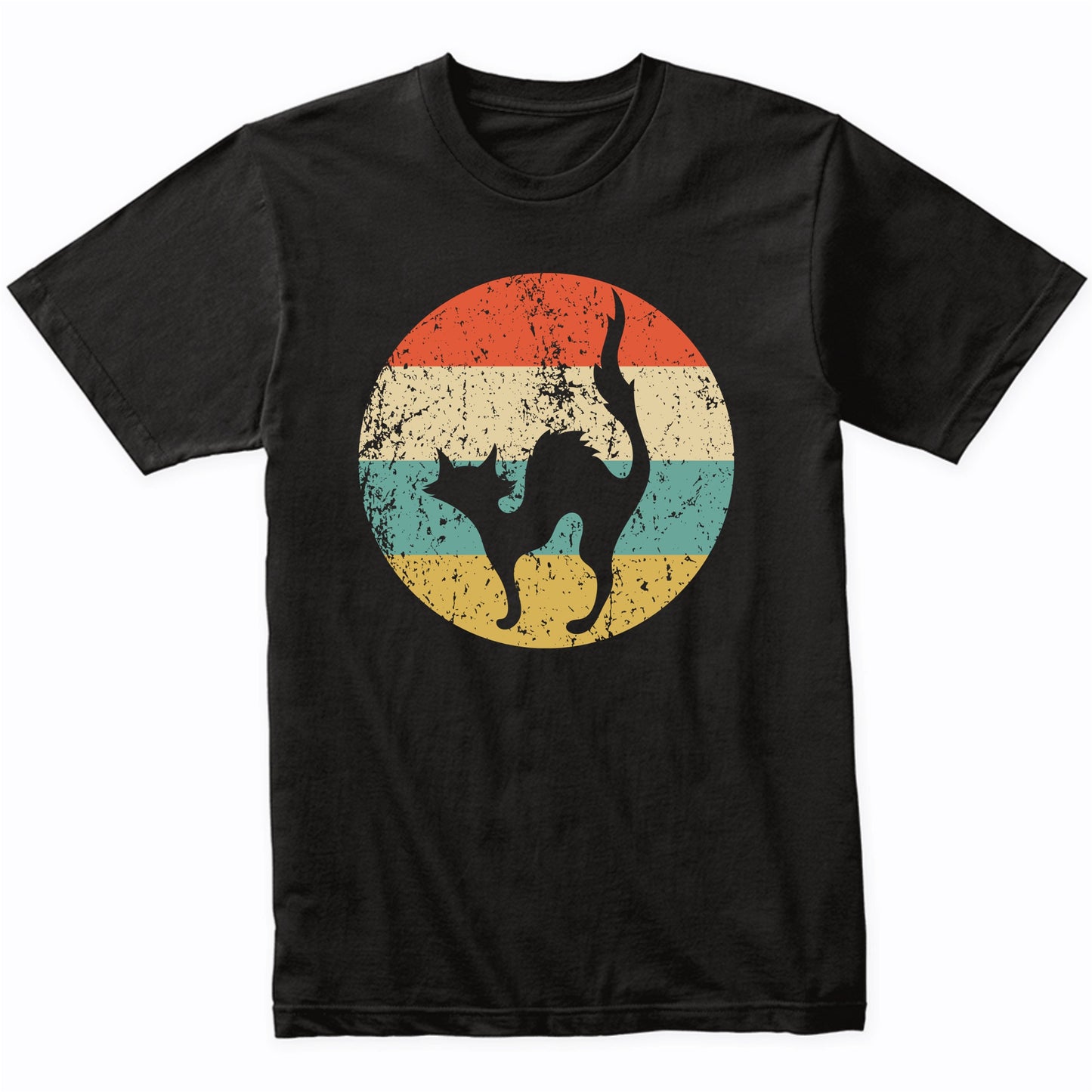 Retro Spooky Scary Cat Silhouette Creepy Halloween T-Shirt