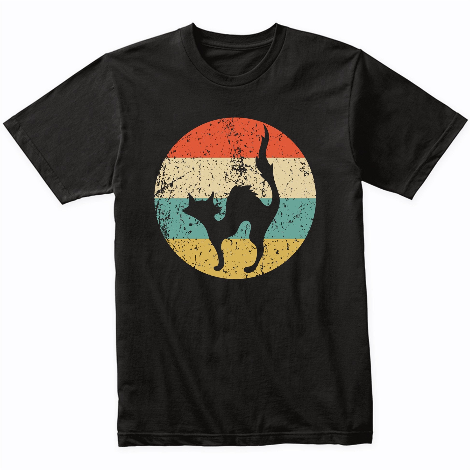 Retro Spooky Scary Cat Silhouette Creepy Halloween T-Shirt