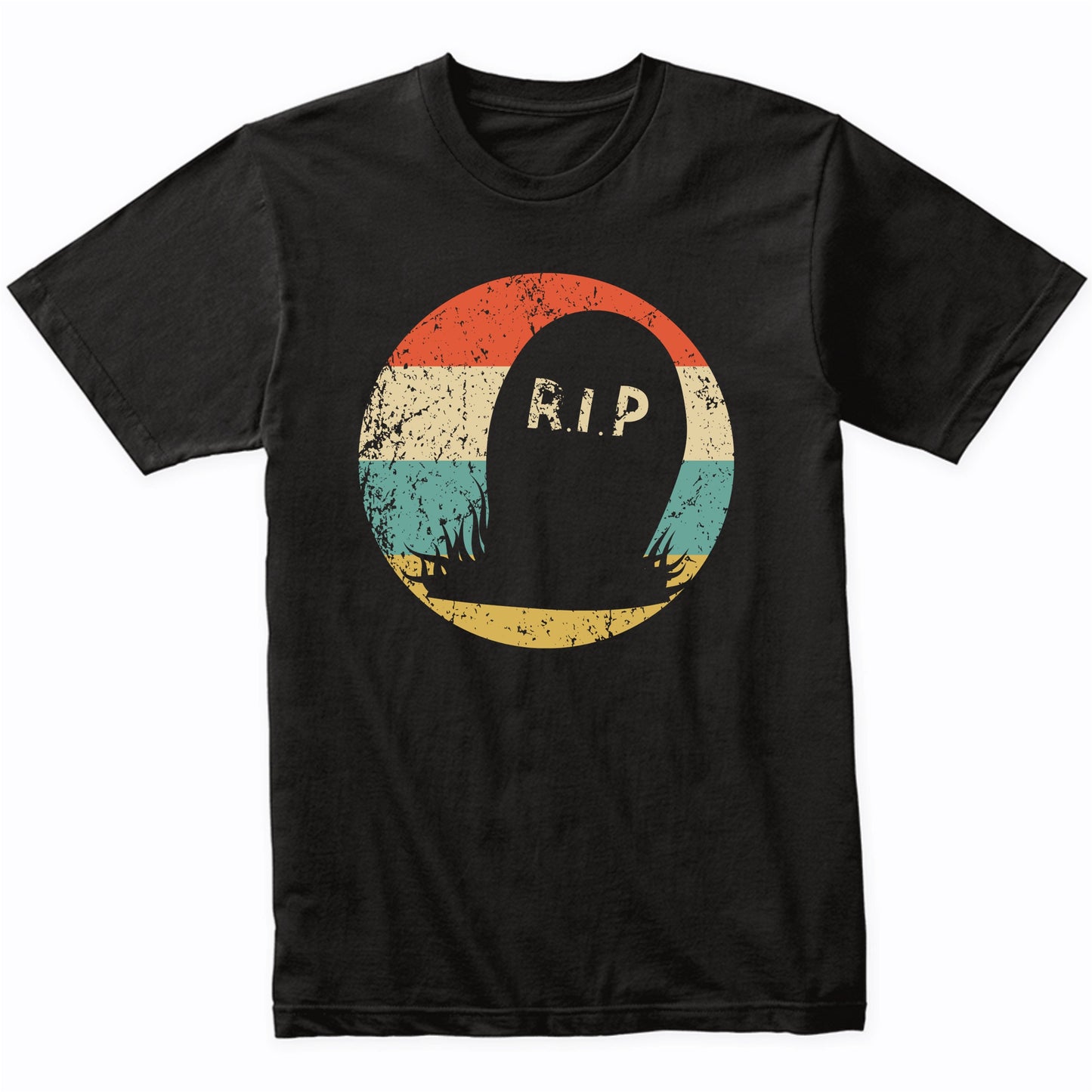 Retro Scary Creepy Grave Silhouette Spooky Halloween T-Shirt