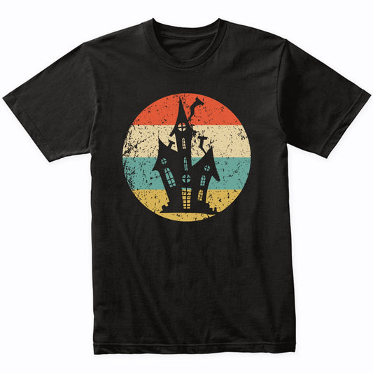Retro Creepy Scary Haunted House Silhouette Spooky Halloween T-Shirt