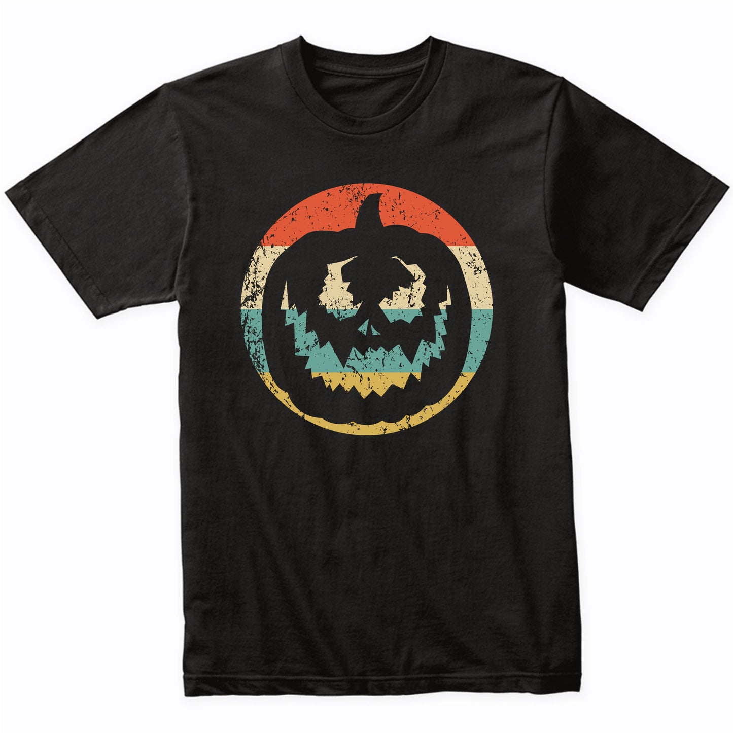 Retro Spooky Scary Jackolantern Halloween Pumpkin Silhouette T-Shirt