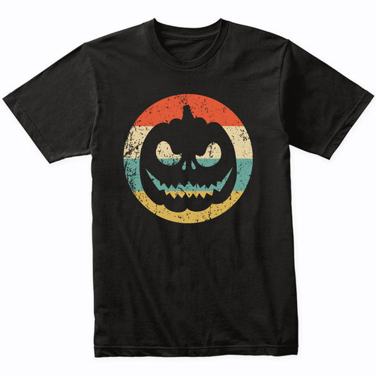 Halloween Spooky Scary Jackolantern Pumpkin Silhouette Retro T-Shirt