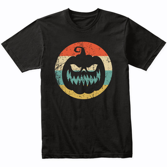 Retro Halloween Scary Jackolantern Pumpkin Silhouette Spooky T-Shirt