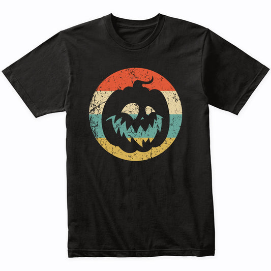 Retro Halloween Jackolantern Pumpkin Silhouette Spooky Scary T-Shirt