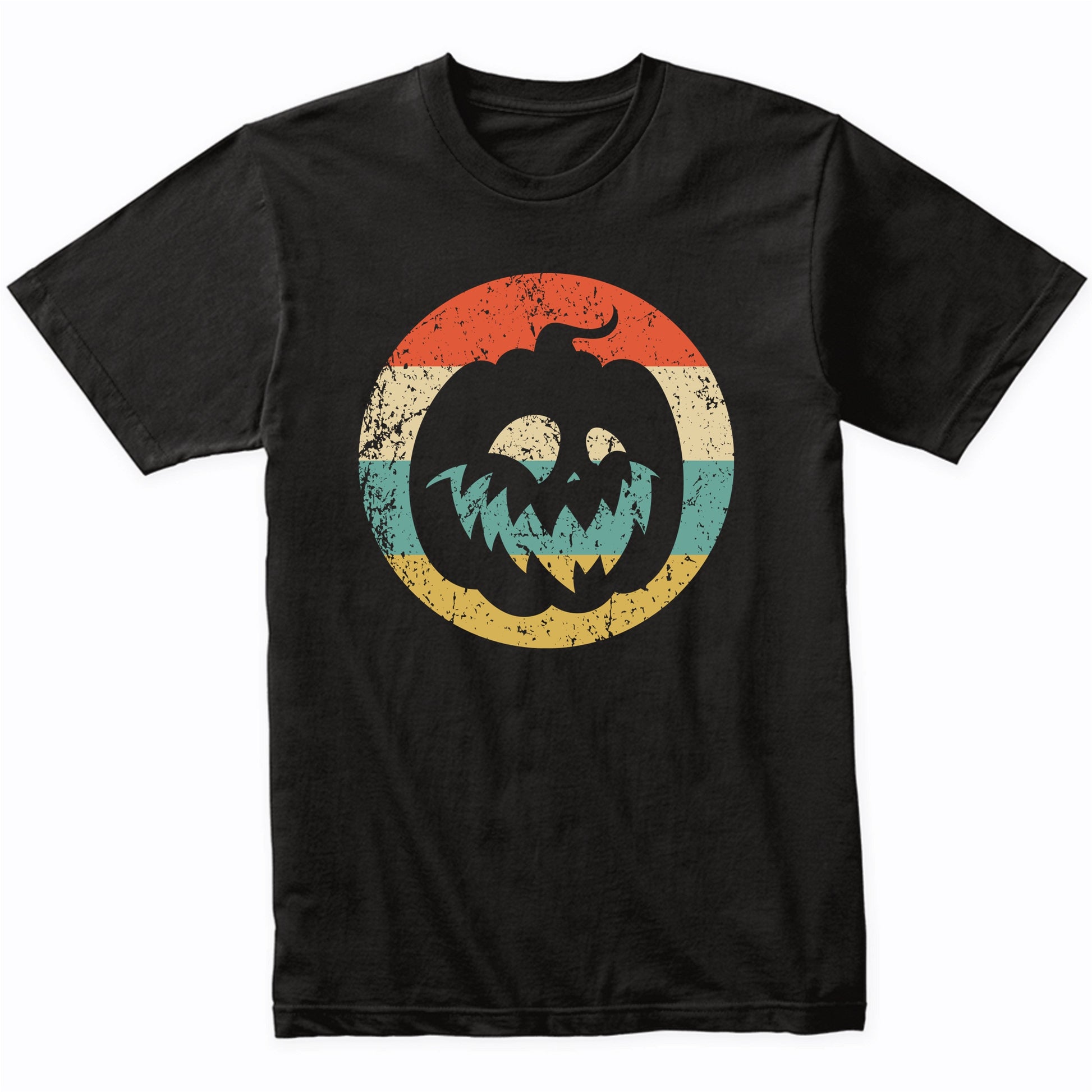Retro Halloween Jackolantern Pumpkin Silhouette Spooky Scary T-Shirt