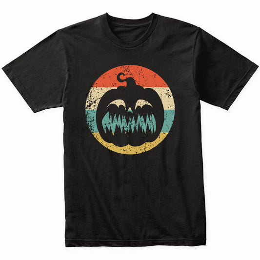 Halloween Jackolantern Pumpkin Silhouette Spooky Scary Retro T-Shirt